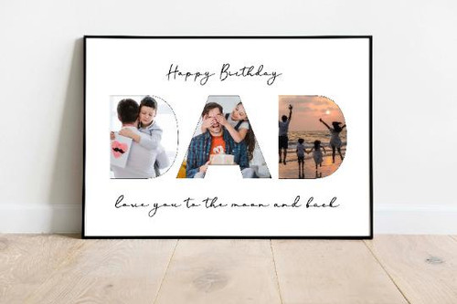 Dad word art photo collage personalised print